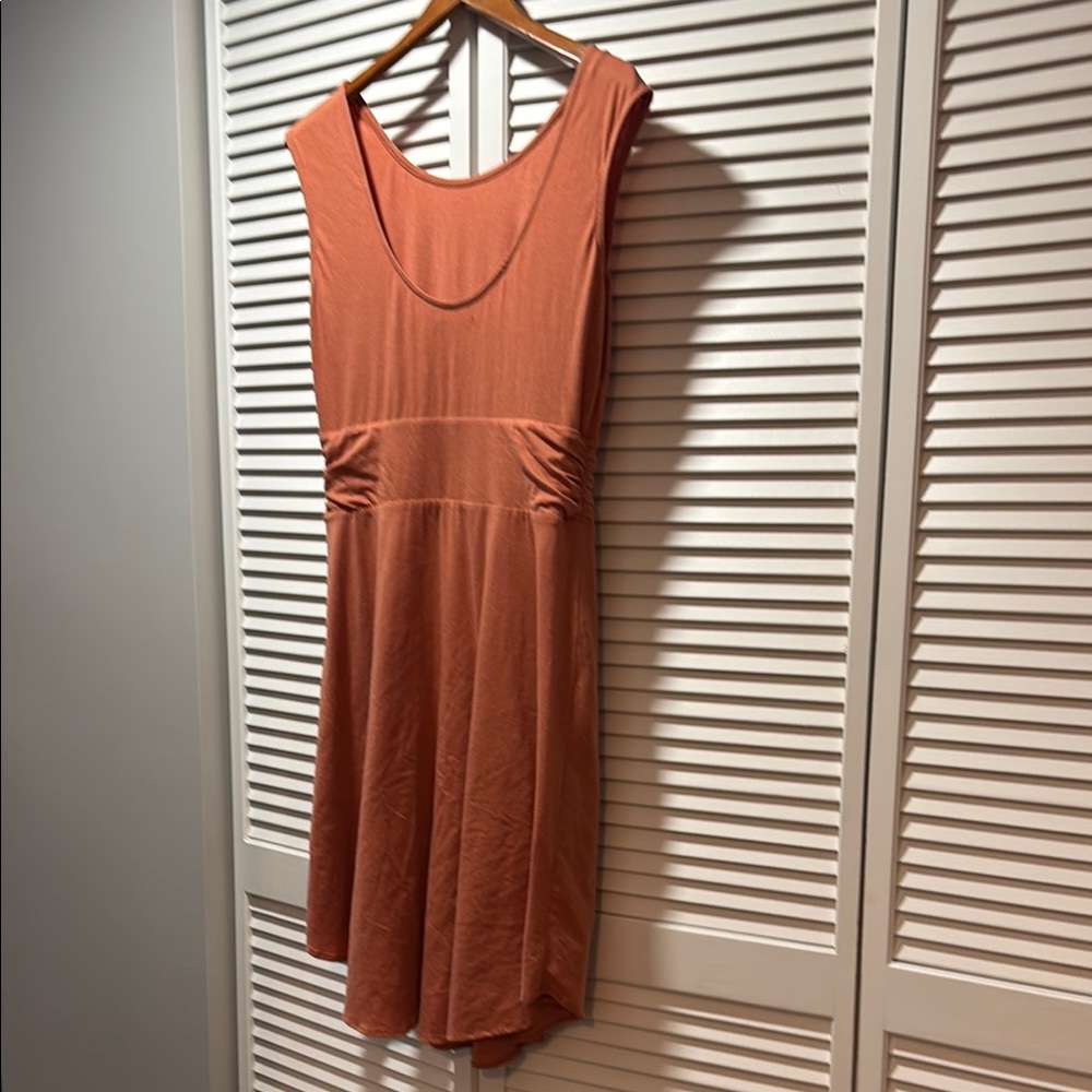 Prana Orange Sheath Midi Dress Scoop Neck Sleeveless - Picture 2 of 3